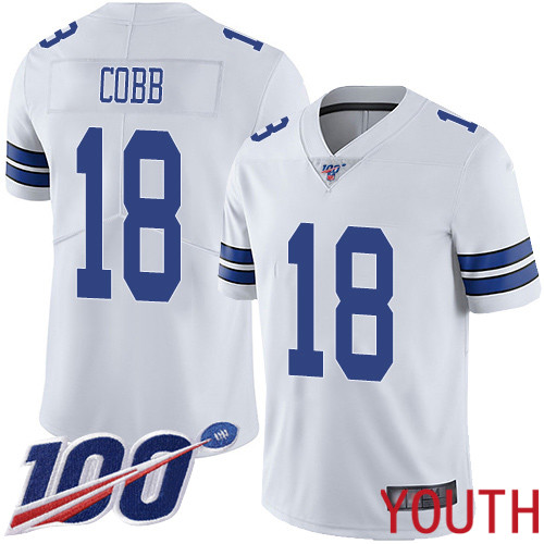 Youth Dallas Cowboys Limited White Randall Cobb Road #18 100th Season Vapor Untouchable NFL Jersey->youth nfl jersey->Youth Jersey